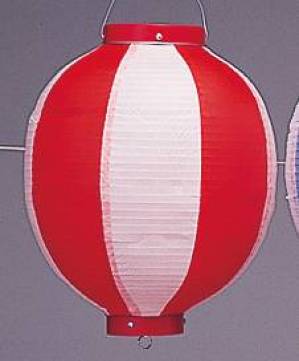 提灯 ビニール提灯（装飾用） 9号丸型（赤/白）